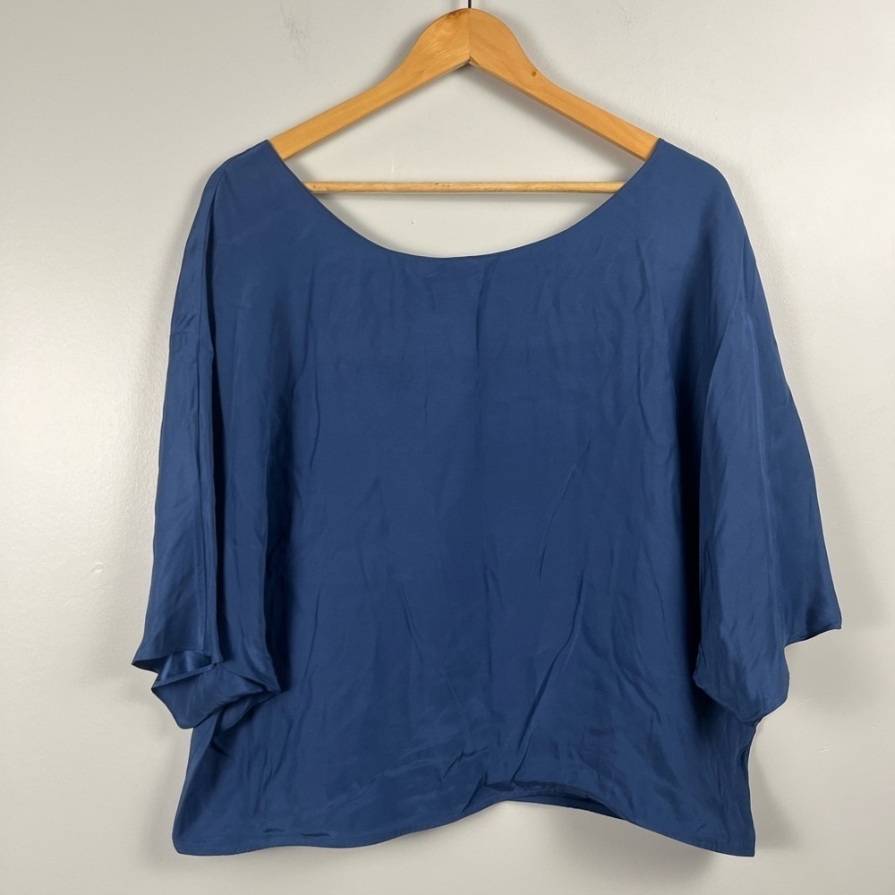 VINCE new Dolman Sleeve Blue Silk Slouch Top Blouse size large